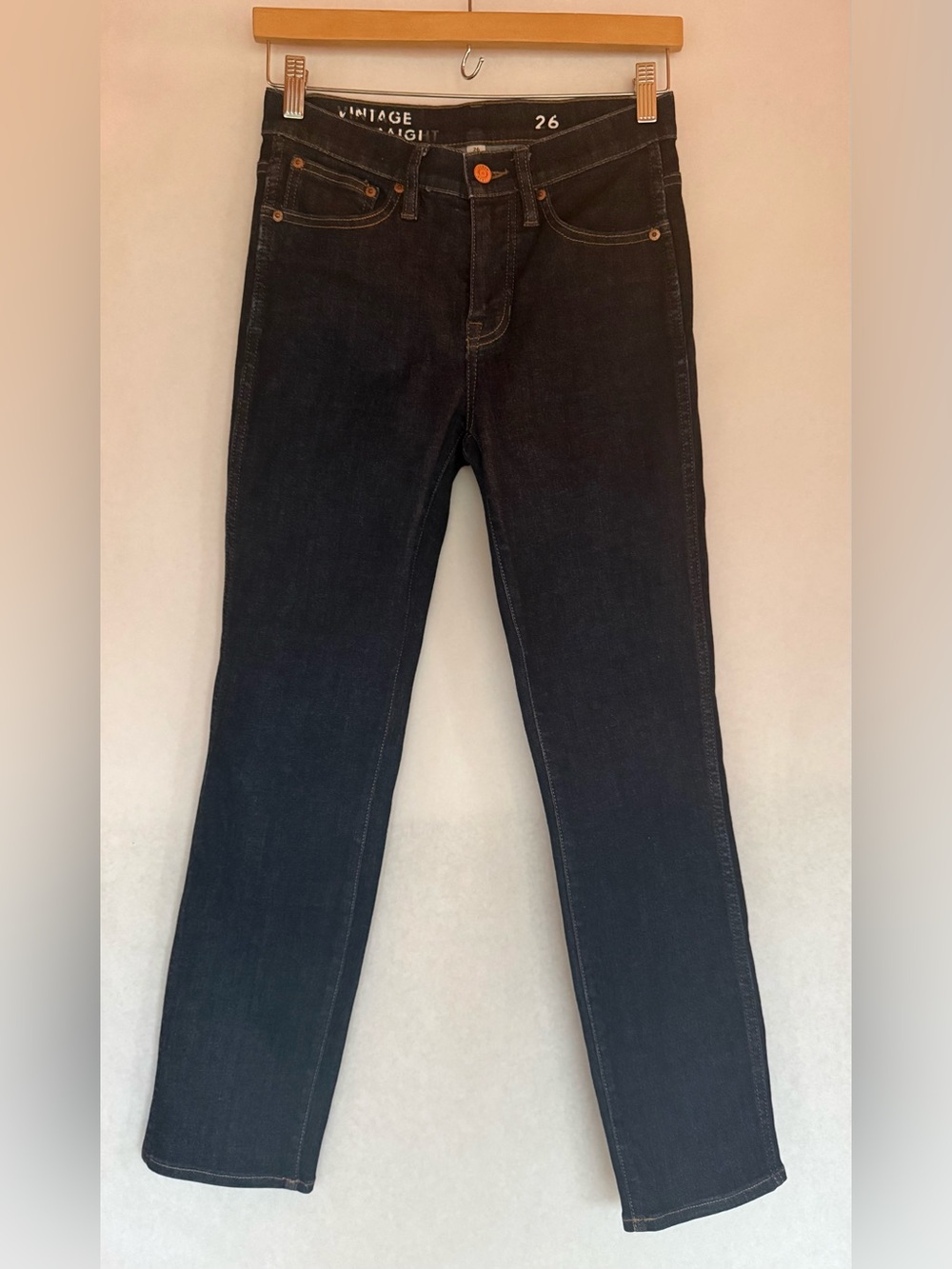 J Crew Vintage Straight Leg Jeans in Dark Indigo.